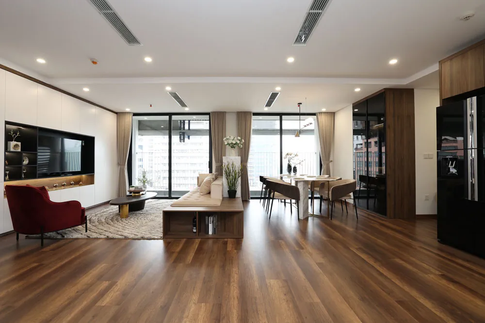 Không gian phòng khách tại căn hộ Ascott Tây Hồ